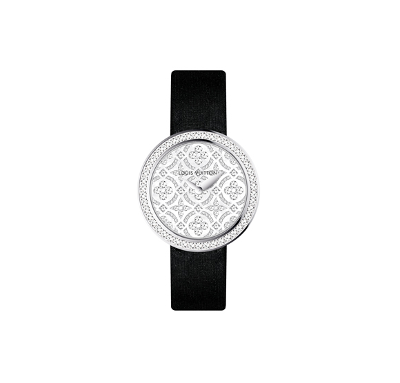Louis Vuitton Dentelle de Monogram sertie de diamants et bracelet satin noir 