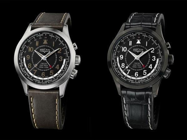 A new branch in the Vulcain catalogue: the Aviator GMT Pilot and the black-out Aviator GMT Pilot DLC, combining mechanical alarm and worldtimer © Vulcain