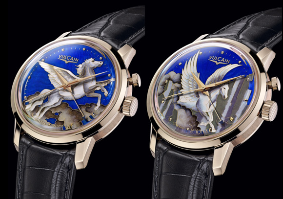 Les montres Pégase de la collection 50s Presidents’ produites en édition limitée avec leurs cadrans en émail cloisonné : « In The Sky » et « On The Mountain » 