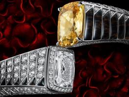 Watch with yellow sapphire and obsidians - Cartier