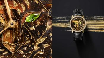 Ronde Louis Cartier Watch with wood and gold leaf marquetry - Cartier