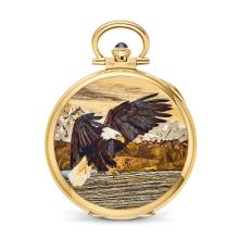 Pocket watch Wood Marquetry "Bald Eagle"
