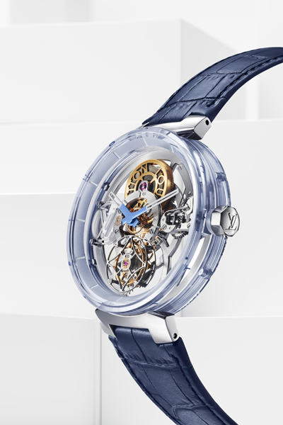 Hands-On: Louis Vuitton Tambour Moon Flying Tourbillon Poincon de Geneve  Blue Sapphire Watch