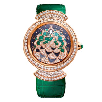 Divas’ Dream Peacock Precious Marquetry Jumping Hours and  Retrograde Minute © Bulgari