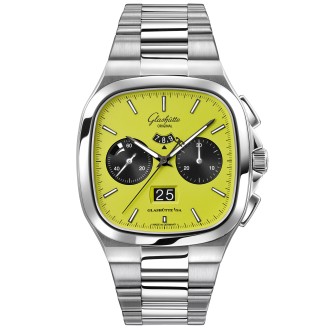 Seventies Chronograph Panorama Date vert et bracelet en acier inoxydable 