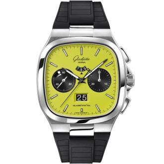Seventies Chronograph Panorama Date Green and rubber strap 