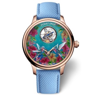 Petite Heure Minute Red Gold – Hummingbird: a renaissance of floral art in Haute Horlogerie  © Jaquet Droz 