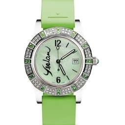 Lady's Sport Quartz, Diamond set model, Green Bamboo