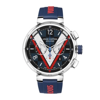 Tambour Damier Cobalt chronograph watch