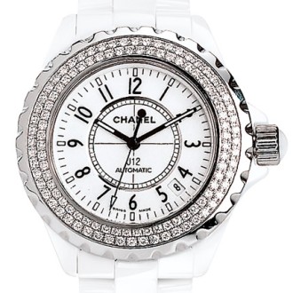 J12 Céramique blanche sertie diamants