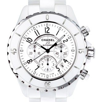 J12 Chronographe céramique blanche