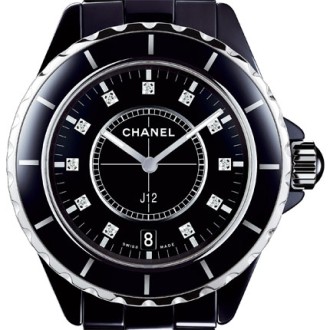 J12 Céramique noire, cadran 11 index diamants