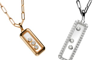 Happy Diamonds Collection pendants in 18 carat ethical white gold and 18 carat ethical rose gold © Fédéral Studio