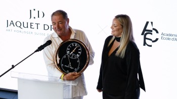 Fiona Djukanovic, designer of the watch with Jaquet Droz CEO, Alain Delamuraz © Jaquet Droz 