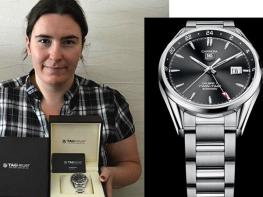The winner receives her watch - TAG Heuer