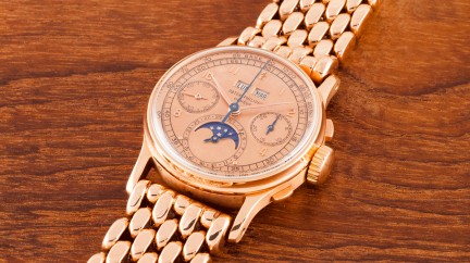 The Oak Collection Exhibiton Patek Philippe ref. 1518R (1948) rose and bracelet OAK car bracelet Gay Frères © Patek Philippe