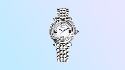 La première version sport de la Happy Diamonds présentée en 1993, en acier et ronde © Chopard