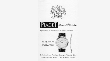 Piaget advertisement from 1948 celebrating ultra-thin watchmaking © Piaget