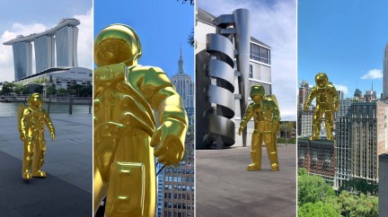 Golden Astronaut in Augmented Reality - Omega
