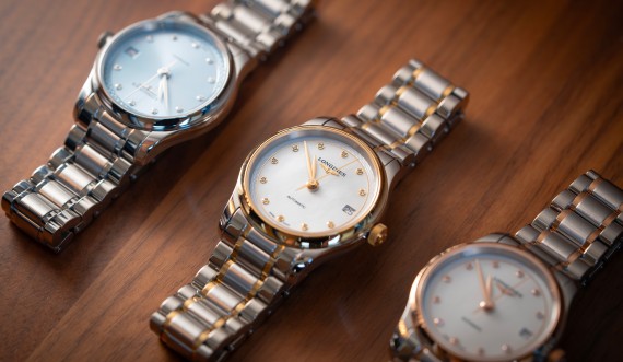 Longines Master Collection with Frosted blue sunray & white mother-of-pearl dials © Longines