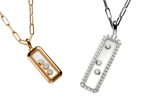 Happy Diamonds Collection pendants in 18 carat ethical white gold and 18 carat ethical rose gold © Fédéral Studio