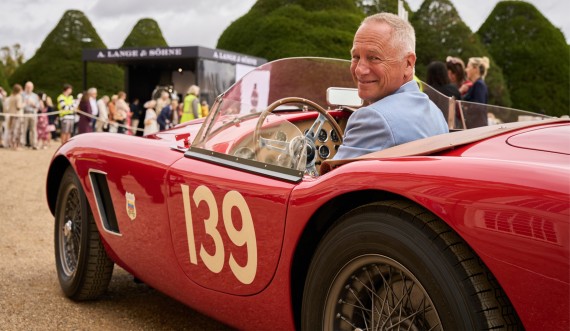 CEO of A.Lange & Söhne, Wilhelm Schmid in a red 1956 AC Ace © A.Lange & Söhne