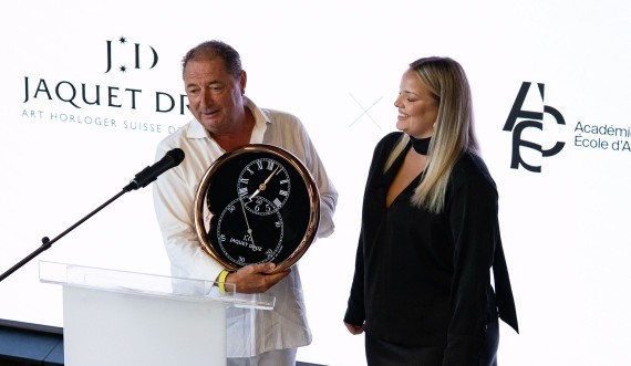 Fiona Djukanovic, designer of the watch with Jaquet Droz CEO, Alain Delamuraz © Jaquet Droz 