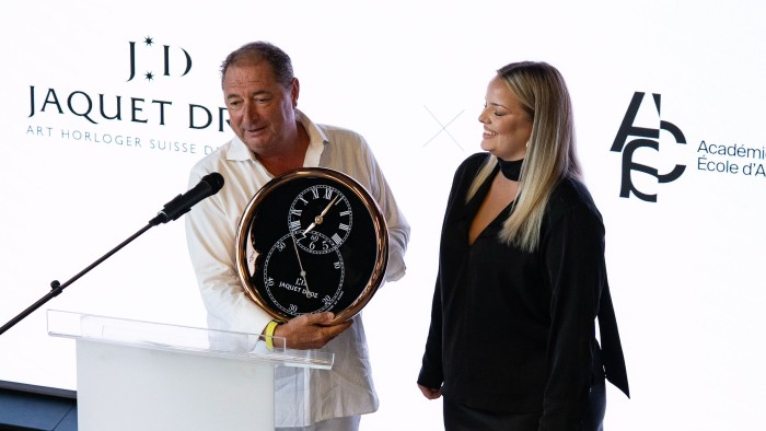 Fiona Djukanovic, designer of the watch with Jaquet Droz CEO, Alain Delamuraz © Jaquet Droz 