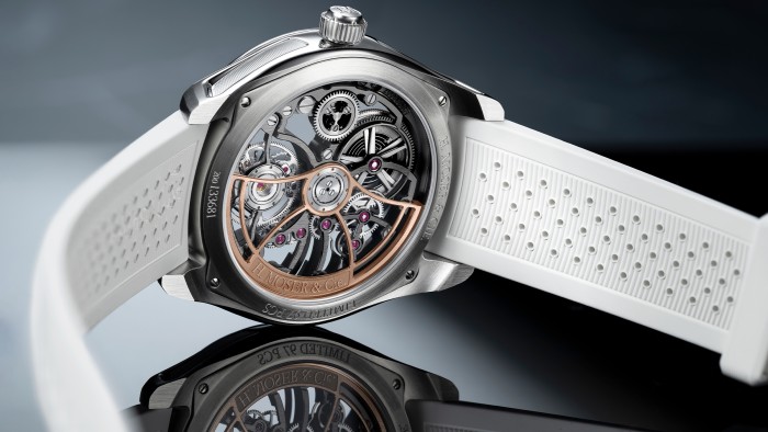 Pioneer Cylindrical Tourbillon Skeleton Aventurine Saquon Barkley © H. Moser & Cie.
