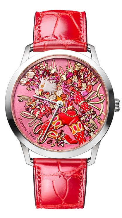 Slim Automne in white gold, 39.5 mm diameter, automatic movement, leather strap. Limited series of 12 ©&nbsp;Hermès