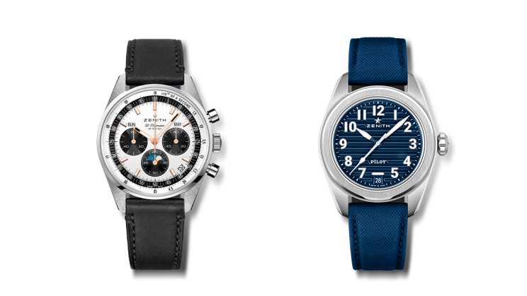 Chronomaster Original Triple Calendar in steel, 38 mm diameter, El Primero automatic chronograph movement with day, month, window date and moon phase indicator, leather strap, CHF 12,900 © Zenith   3. Pilot in steel, 40 mm diameter, El Primero automatic movement with window date, textile strap, CHF 7,500 © Zenith