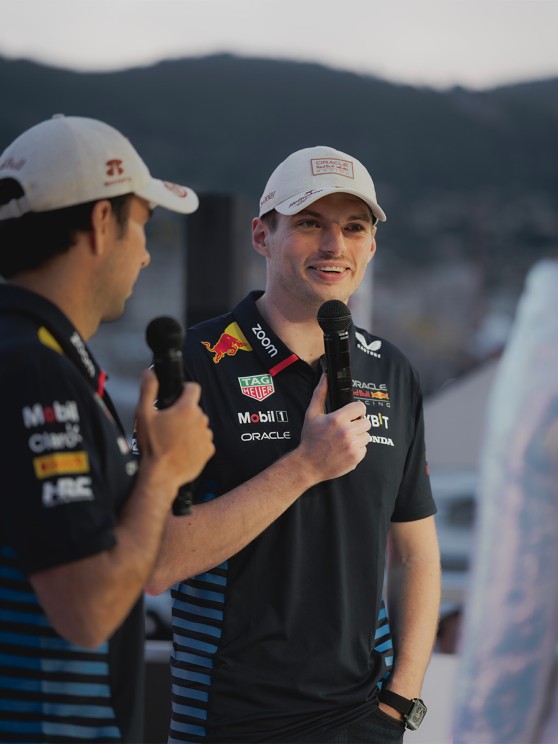 Oracle Red Bull Racing drivers Max Verstappen and Sergio Pérez © TAG Heuer