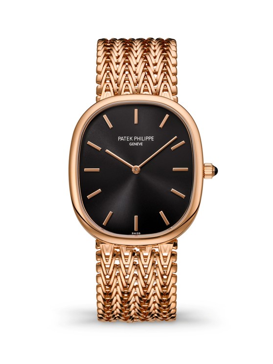 Référence 5738/1R-001, boîte en or rose, 34,5 x 39,5 mm, cadran soleillé, mouvement automatique, bracelet en or rose. CHF 51'000.- © Patek Philippe