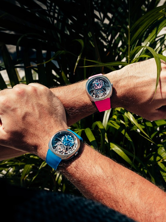 Streamliner Cylindrical Tourbillon Skeleton Alpine Limited Edition Pink Livery © H. Moser & Cie.
