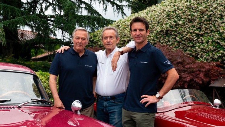 Karl-Friedrich Scheufele, Jacky Ickx, Romain Dumas before the race, 2023 © Chopard