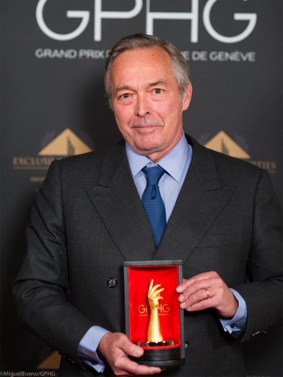 Karl-Friedrich Scheufele with the Chronometry Prize for the Chronomètre FB 2RE.2 at the 2020 GPHG © Ferdinand Berthoud