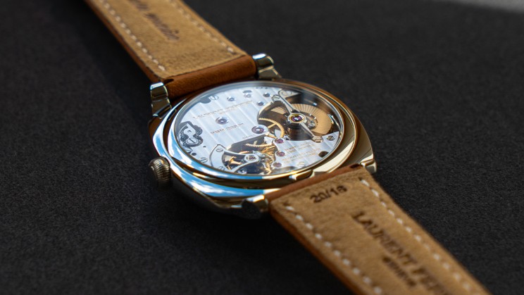 Back of the Laurent Ferrier Micro-Rotor Square Ice Blue © Amaury Thomas / WorldTempus