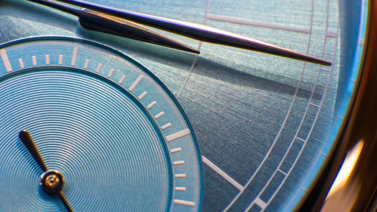 Dial details of the Laurent Ferrier Micro-Rotor Square Ice Blue © Amaury Thomas / WorldTempus
