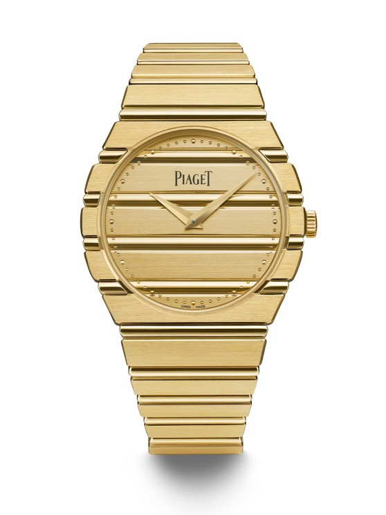 Polo 79 en or jaune, 38 mm de diamètre, mouvement automatique extra-plat, bracelet en or jaune. CHF 68'500 © Piaget