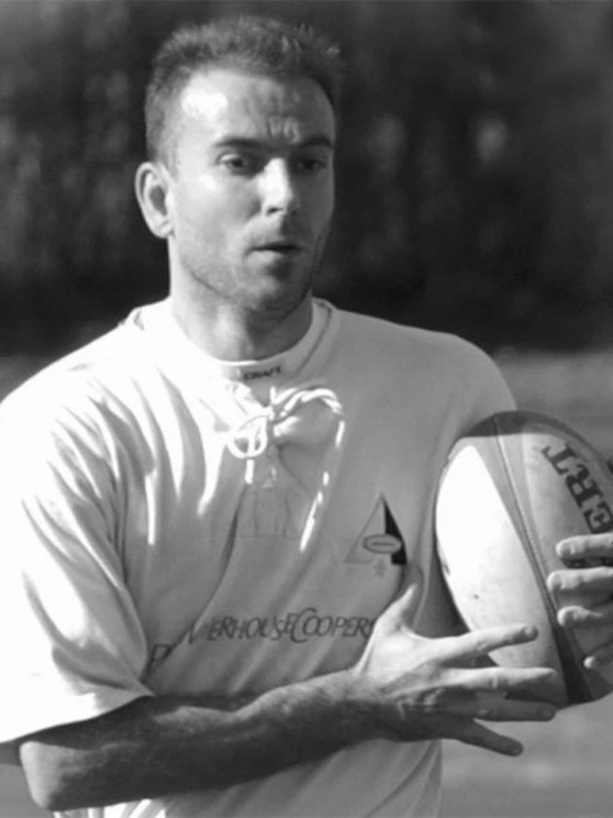 Mario Peserico playing rugby back in the day © Eberhard & Co. 
