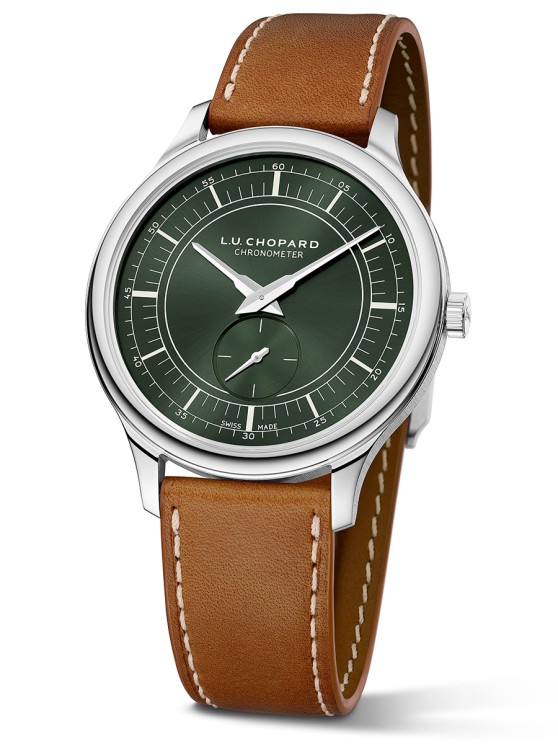 L.U.C XPS Forest Green en Lucent Steel, 40 mm de diamètre, mouvement automatique avec petite seconde, bracelet en cuir © Chopard