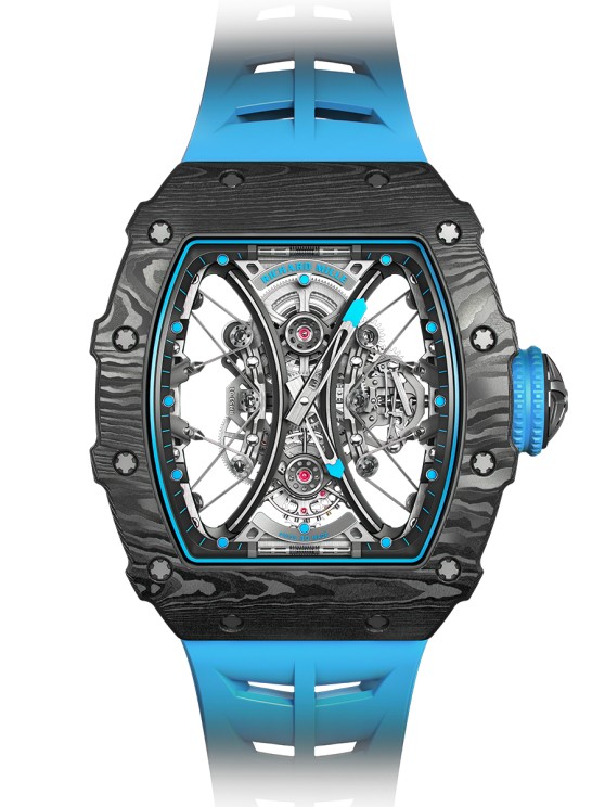  RM 53-01 en carbone TPT, 44, 5 x 50 mm, mouvement squelette à remontage manuel avec échappement à tourbillon, bracelet en caoutchouc. Série limitée à 30 exemplaires ©&nbsp;Richard Mille