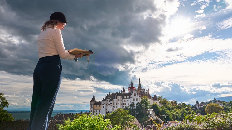 Célestine Sahli painting the city of Neuchâtel ©&nbsp;BA111OD