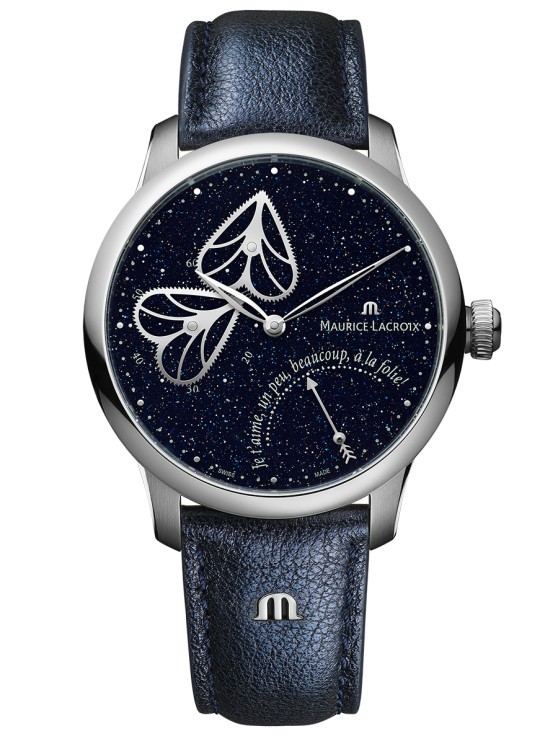 Masterpiece Embrace en acier, 40 mm de diamètre, mouvement automatique avec date rétrograde et petite seconde, bracelet en cuir ©&nbsp;Maurice Lacroix