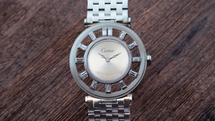 LOT 619 - Cartier / European Watch & Clock Co.&nbsp;Gouvernail Ronde Squelette, Baguette Diamond Indexes platinum EST: 150K - 250K CHF 