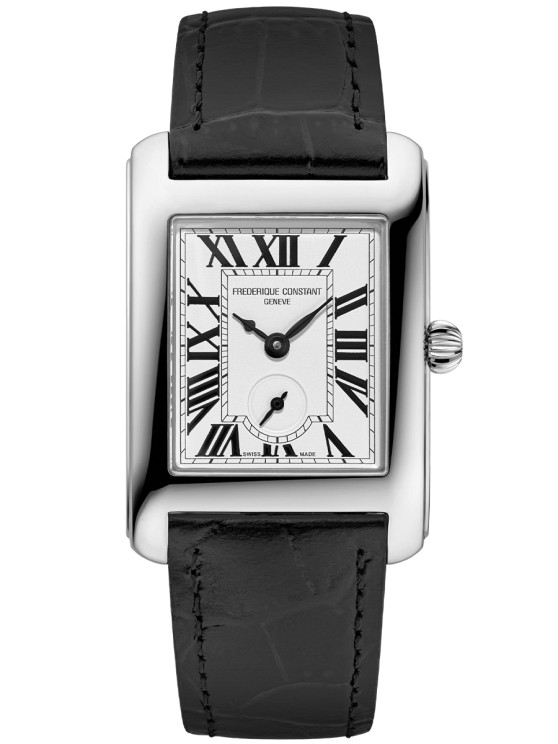 Classics Carrée en acier, 36 x 25, 2 mm, mouvement à quartz avec petite seconde, bracelet en cuir ©&nbsp;Frederique Constant 