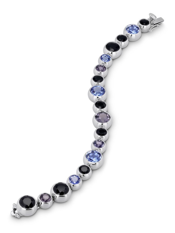Bracelet en édition spéciale Sparks en platine serti de spinelles noirs et gris © Gübelin