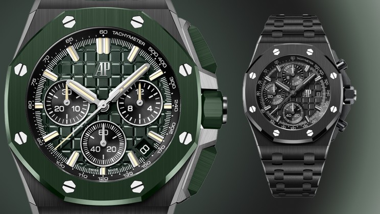 /	The new Royal Oak Offshore Selfwinding Chronograph references in ceramic are adorned with the Manufacture’s trademark satin-brushed and polished hand-finishing for a constant play of light that underlines the collection’s multifaceted architecture. © Courtesy of Audemars Piguet