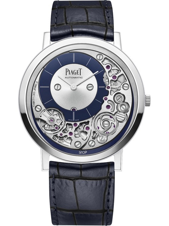 Altiplano Ultimate in white gold, 41 mm diameter, automatic movement, leather strap. CHF 33,500 © Piaget