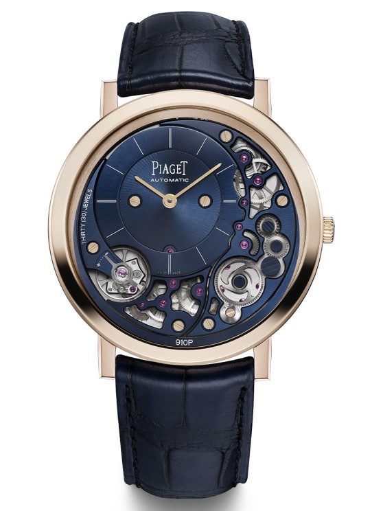 5.	Altiplano Ultimate in rose gold, 41 mm diameter, automatic movement, leather strap. CHF 33,500 © Piaget